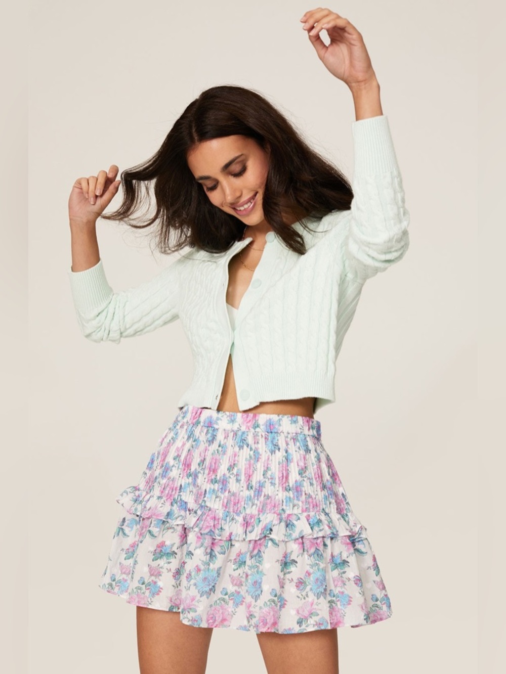LoveShackFancy Ignacia skirt, a ruffled floral mini skirt Large